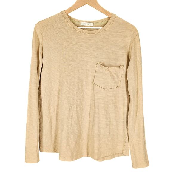 MOD REF MEN'S BEIGE LONG SLEEVE POCKET T-SHIRT SIZE MEDIUM STYLE TR 3054TR - Picture 1 of 11